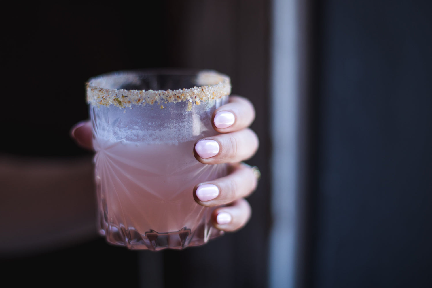 our muse beverage with saltea rim garnish